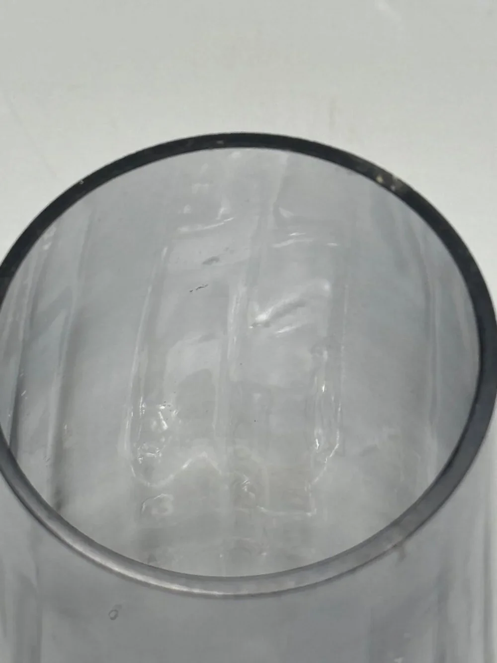 Smoky Glass Vase With Subtle Vertical Lines 10